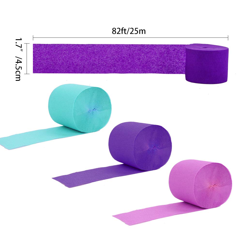 Crepe Paper Streamers Mermaid Streamers, 12 Rolls 984ft Purple