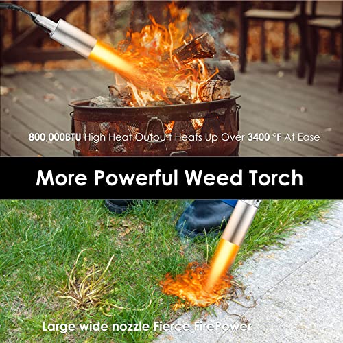 Propane-Torch-Weed-Burner-Weed-Torch-with-Turbo-Trigger-Push-Button-Igniter-High-Output-800000-BTU-Heavy-Duty-Blow-Torch-Flamethrower-with-98Ft-HoseFlame-Control-for-Garden-Weeds-Ice-Snow-Roof