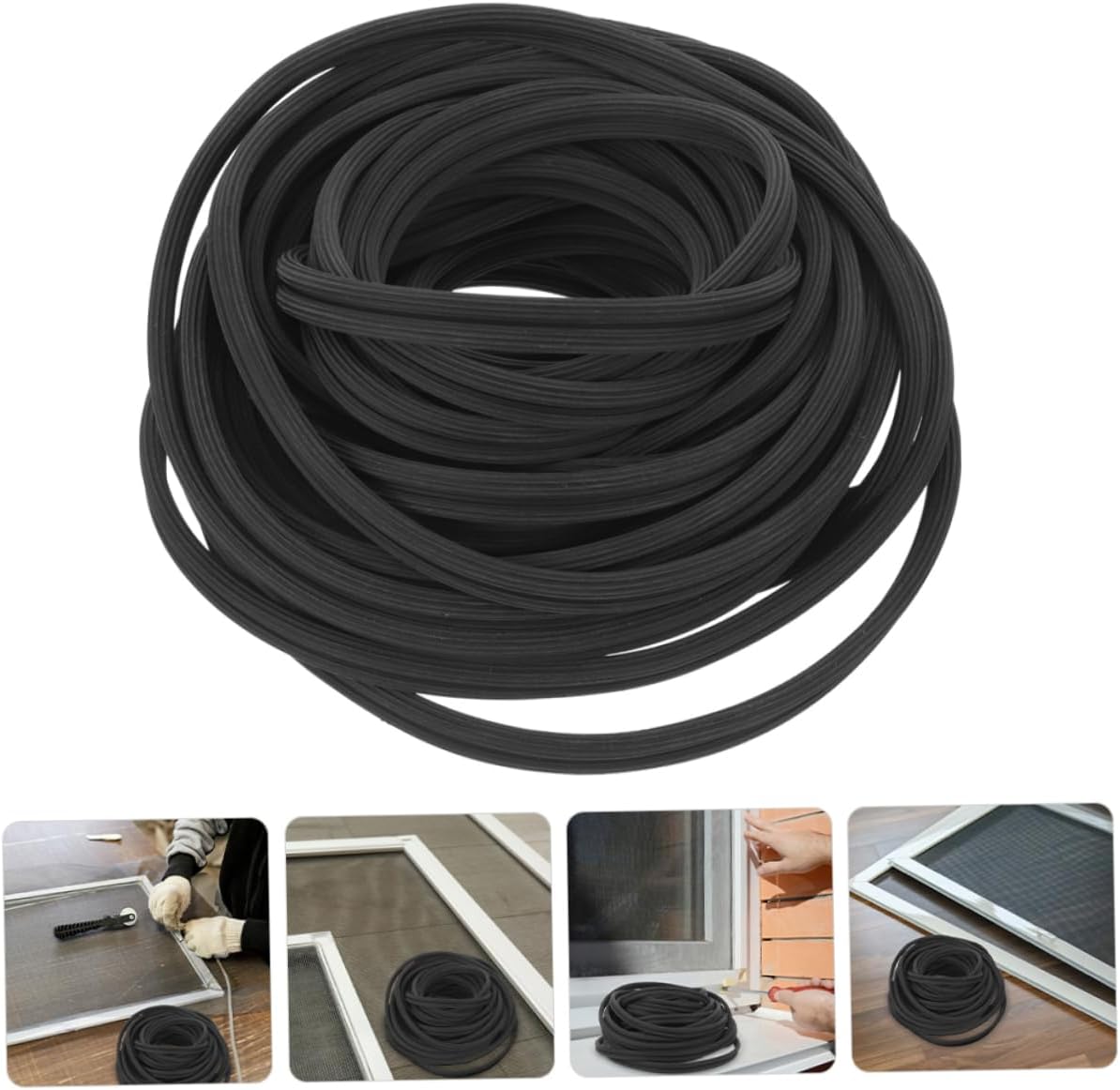 Window Screen Spline Repair Kit Self-Installing Rubber Spline Tool for Window Screens Compatible and Frames Easy Installation