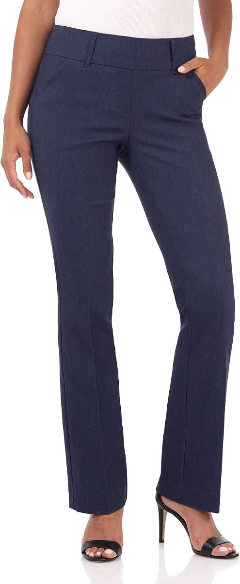 Rekucci Pantalón clásico con corte de bota para mujer con control de barriga