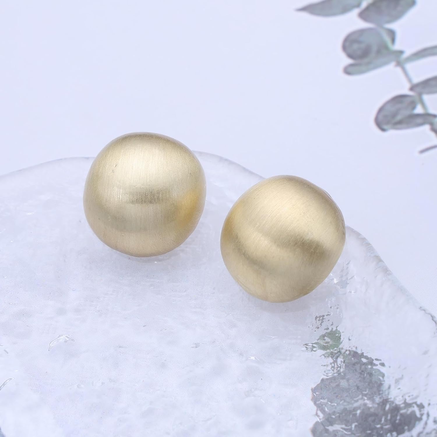 Bohemian Ball Button Stud Earrings Gold Matte Brushed Button Earrings Round Half Ball Matte Stud Earrings Minimalist Matte Ball Button Earrings Jewelry for Women image 4 of 7 B0DSVV63TM