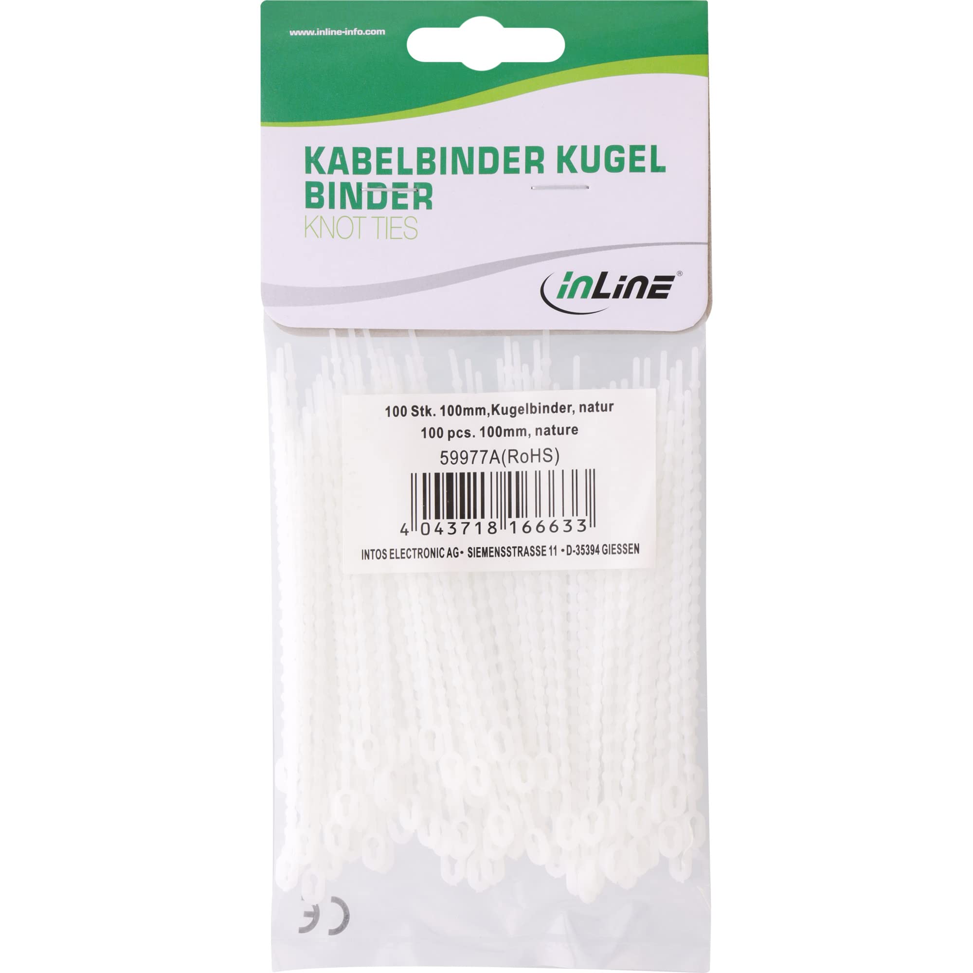 InLine® Cable Ties – White 59977 a Hook and Loop Cable Ties Straps (20 cm)