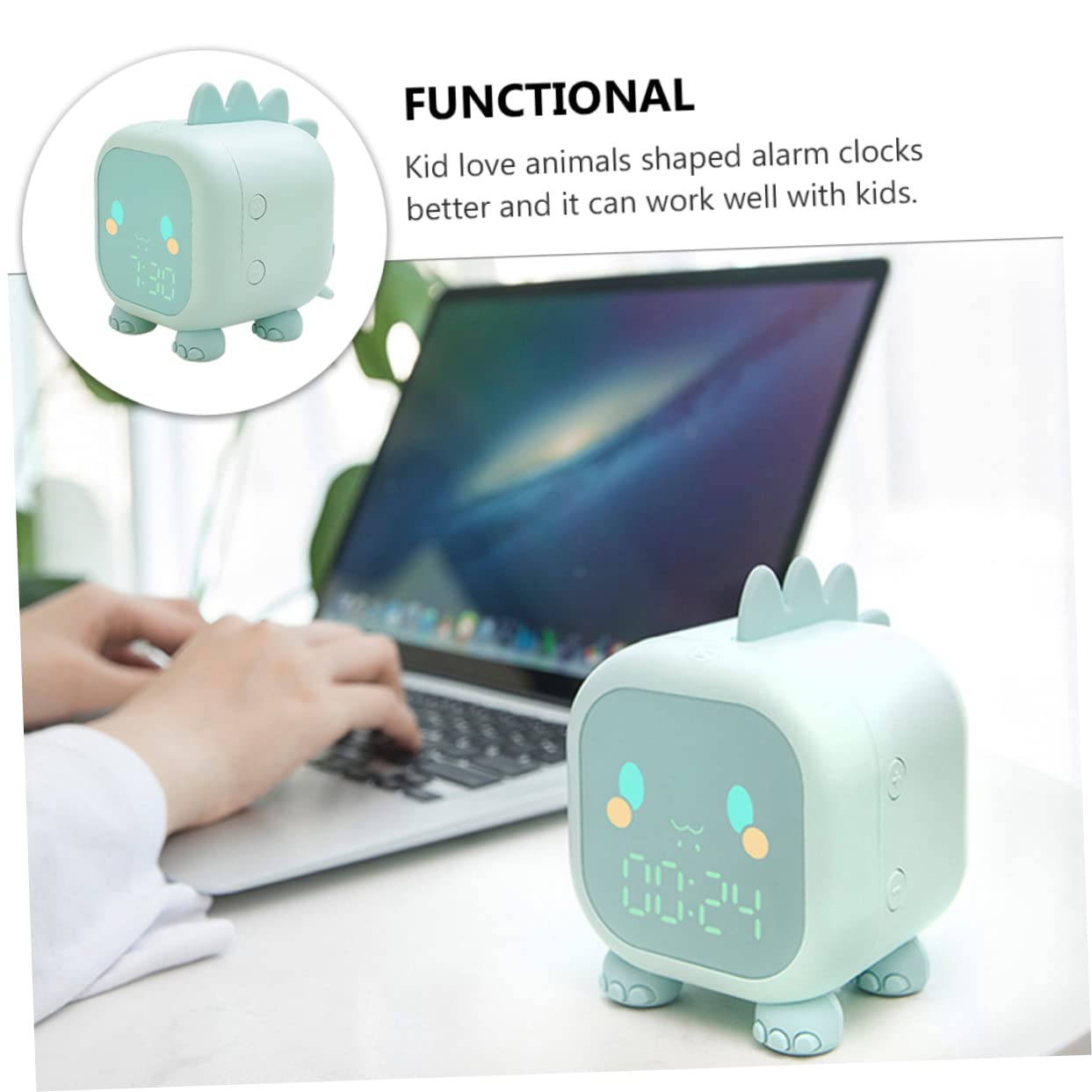 Despertador Digital Infantil de Plástico Verde, Entrenador de Sueño