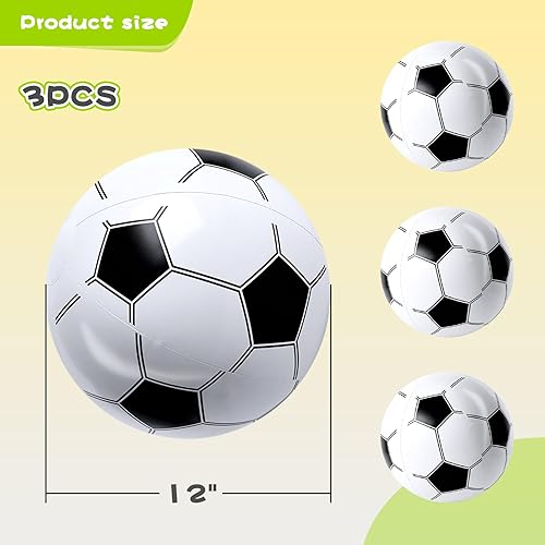 Miniatura 2 de AMOR PRESENT 3 bolas inflables de 12 pulgadas, fútbol inflable para niños, pelotas de playa, recuerdos de fiesta para verano, piscina, juego de playa
