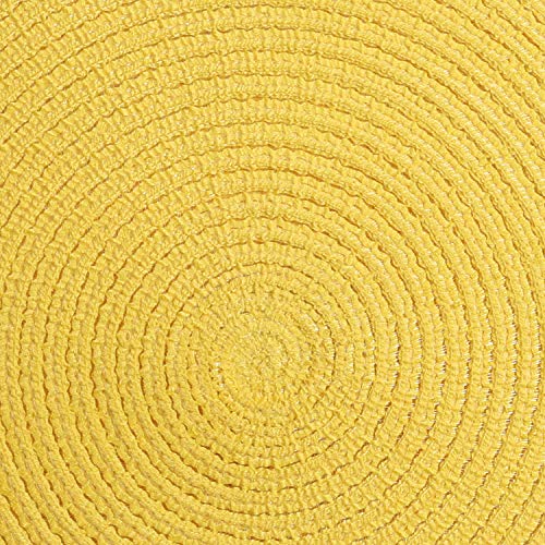 Image of SHACOS Round Braided Placemats Set of 6 Kitchen Place Mats 15 inch Round Table Mats for Dining Tables Washable (Yellow, 6)
