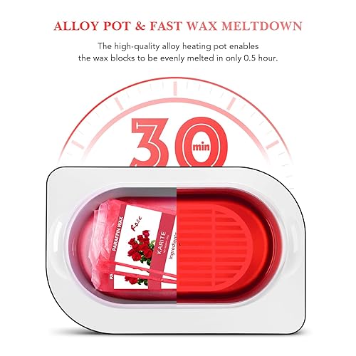 Miniatura 6 de KARITE Recambios de cera de parafina, paquete de 10 bloques de perlas de parafina perfumadas con rosas para baño de parafina, repuestos de máquina