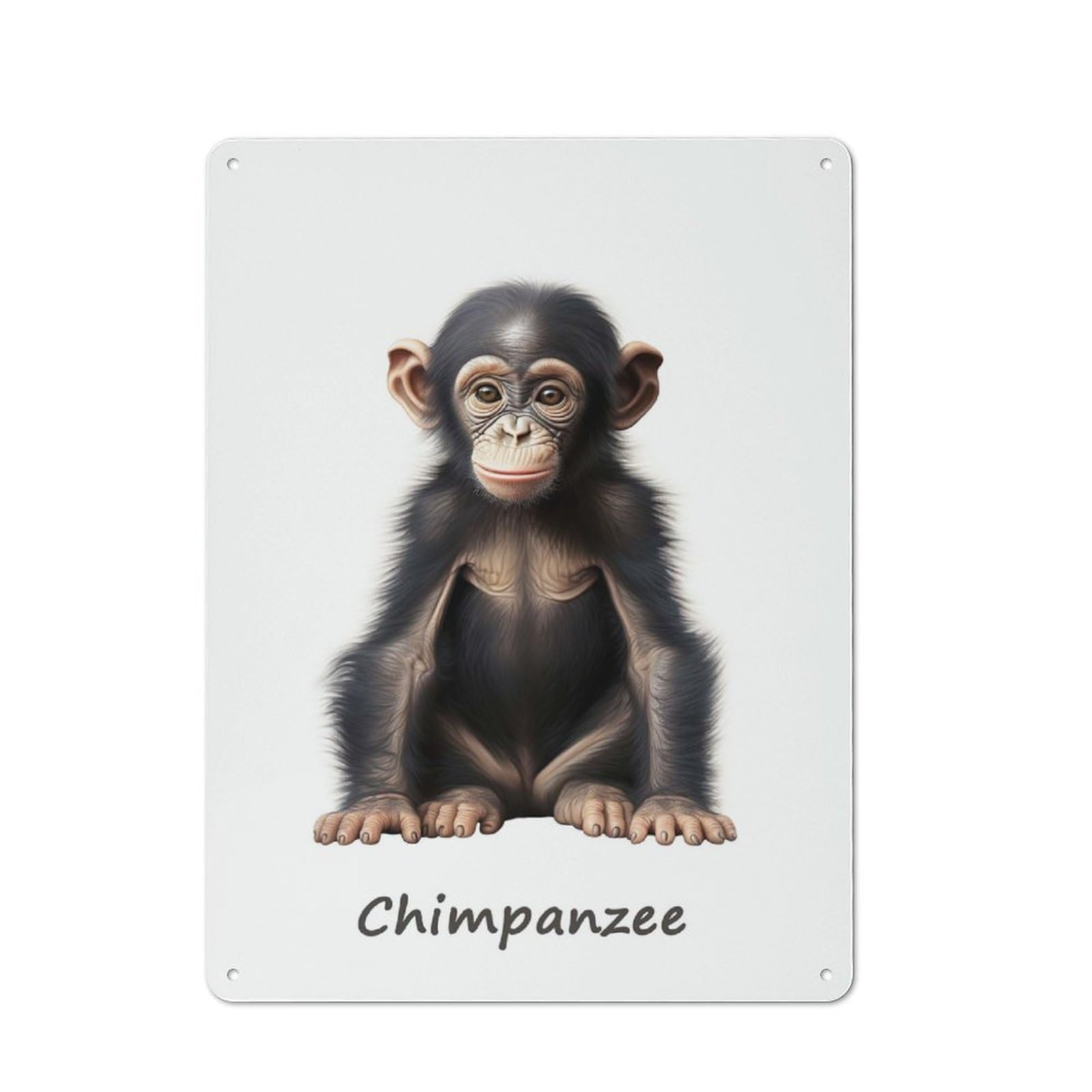 Junmoney Chimpanzee Baby Tin Sign 40X30cm For Living Room Wall, Rustic Wall Decor, For Living Room Decor Lovers