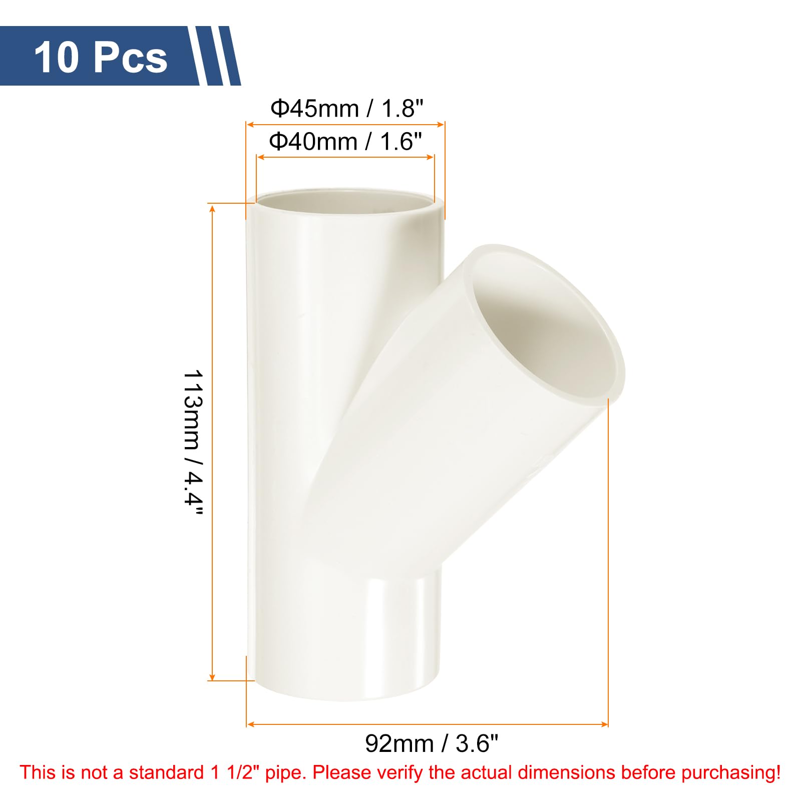 MECCANIXITY 10 conectores de PVC de 3 vías, 45 grados, 1.5 pulgadas, 1.6 pulgadas, conectores de PVC, codo de PVC, accesorios de tubería de PVC, acoplamiento de PVC, conector de esquina de muebles de