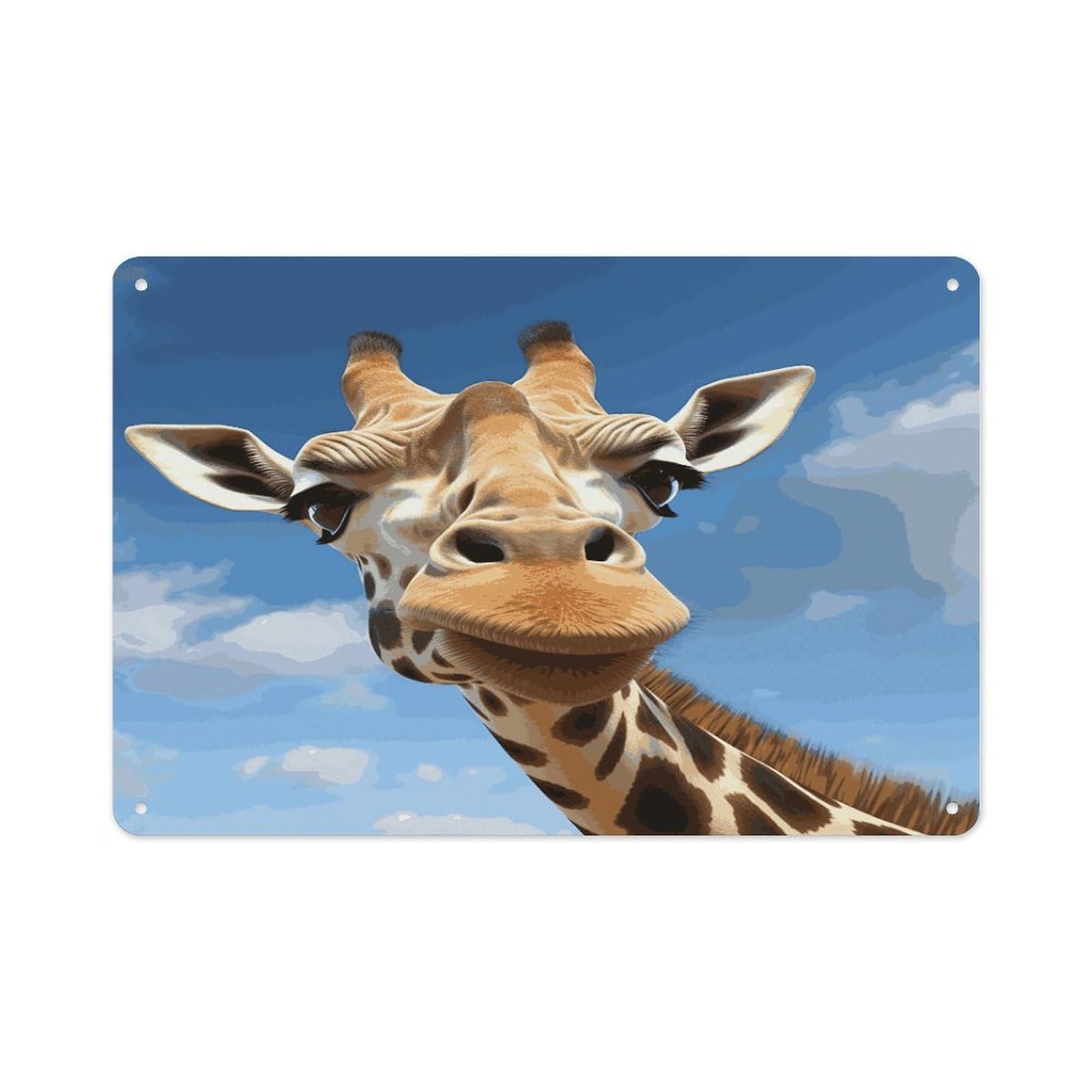 Fekiloot Style Funny Giraffe Wall Decor-Aluminum Painting,Tin Sign For Vintage Decoration,Wall Sign For Bathroom Living Room Kitchen Home Farm Farmhouse 11.8 * 7.9 Inch