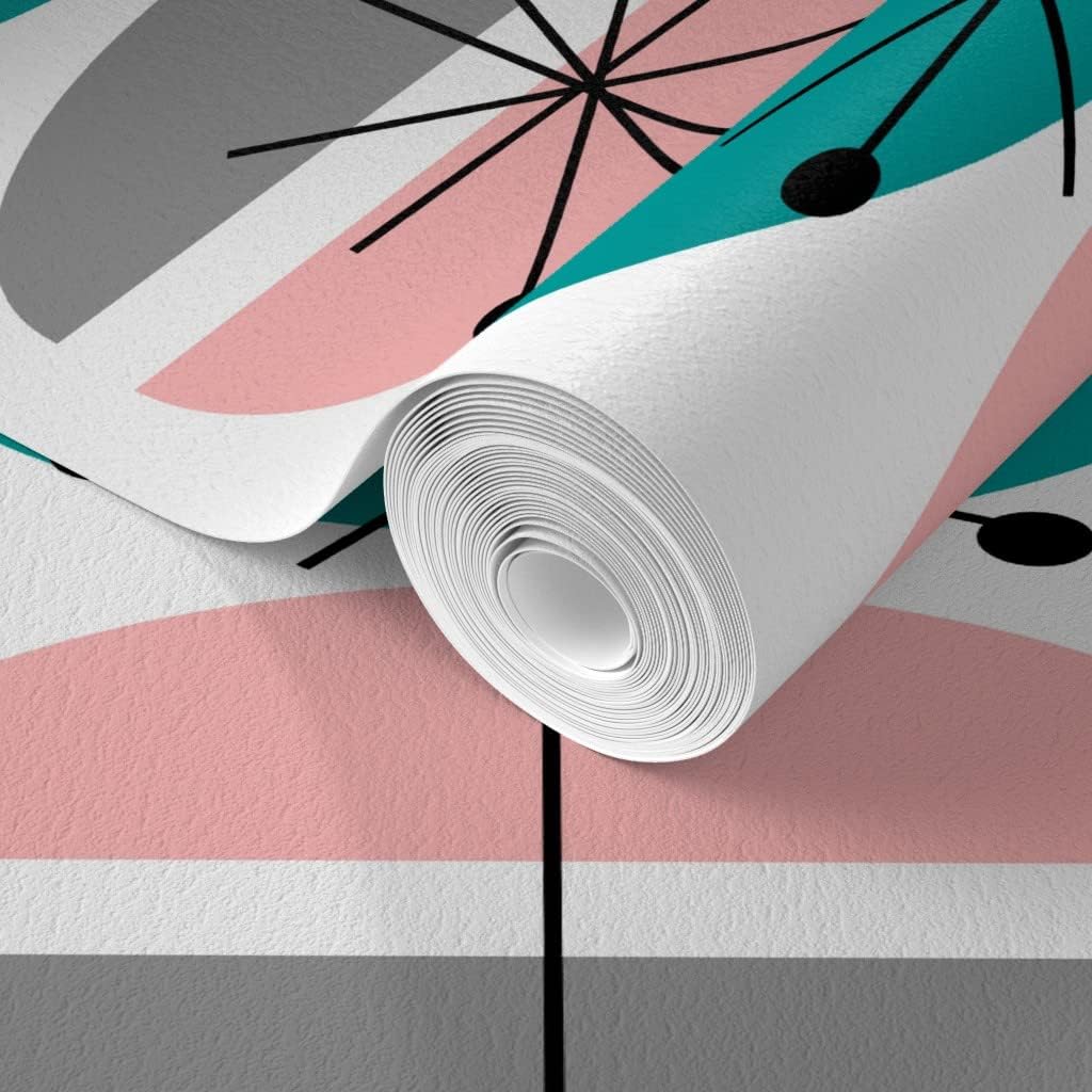 Spoonflower Commercial Grade Wallpaper 27ft x 2ft - Atomic Mid Century Midcentury Modern Vintage Inspired Retro Traditional Wallpaper