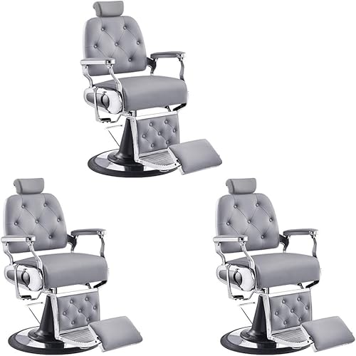 Sillas de peluquería hidráulicas resistentes Titan en gris Paquete de 3