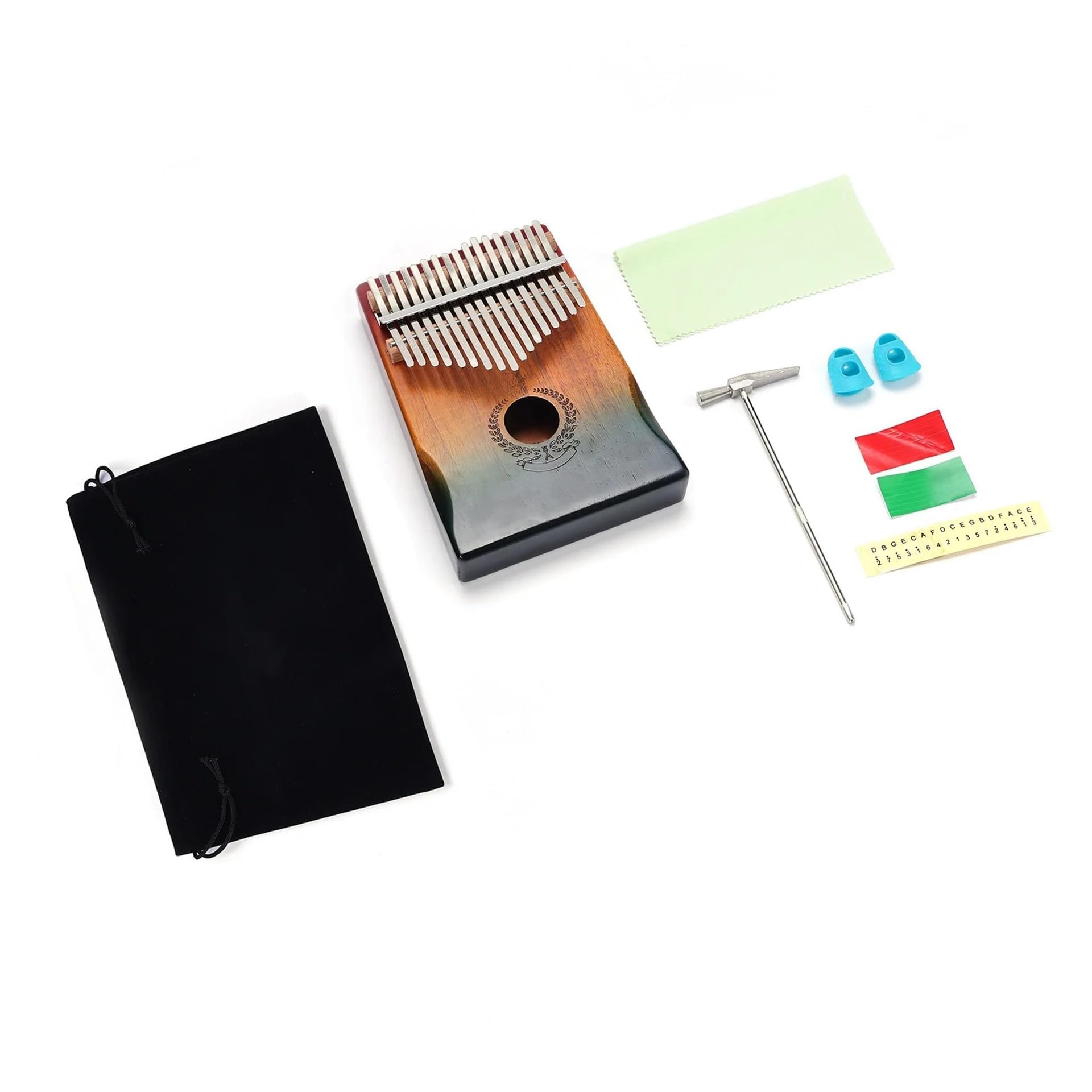 Mahoniowy 17 Klawiszowy Instrument Muzyczny Dla Dorosłych Z Przenośną Klawiaturą Kalimba W Kolorze Gradientu(Without bag)