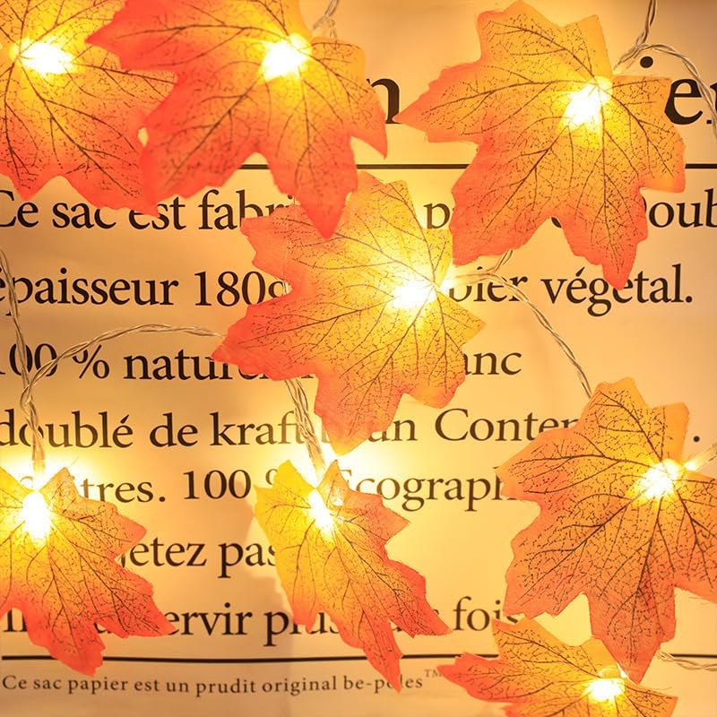 Miniatura 2 de Simulación LED de hoja de arce, cadena de luces de calabaza para Navidad, Halloween, habitación, patio, cadena de luz de color 24V enchufable 300