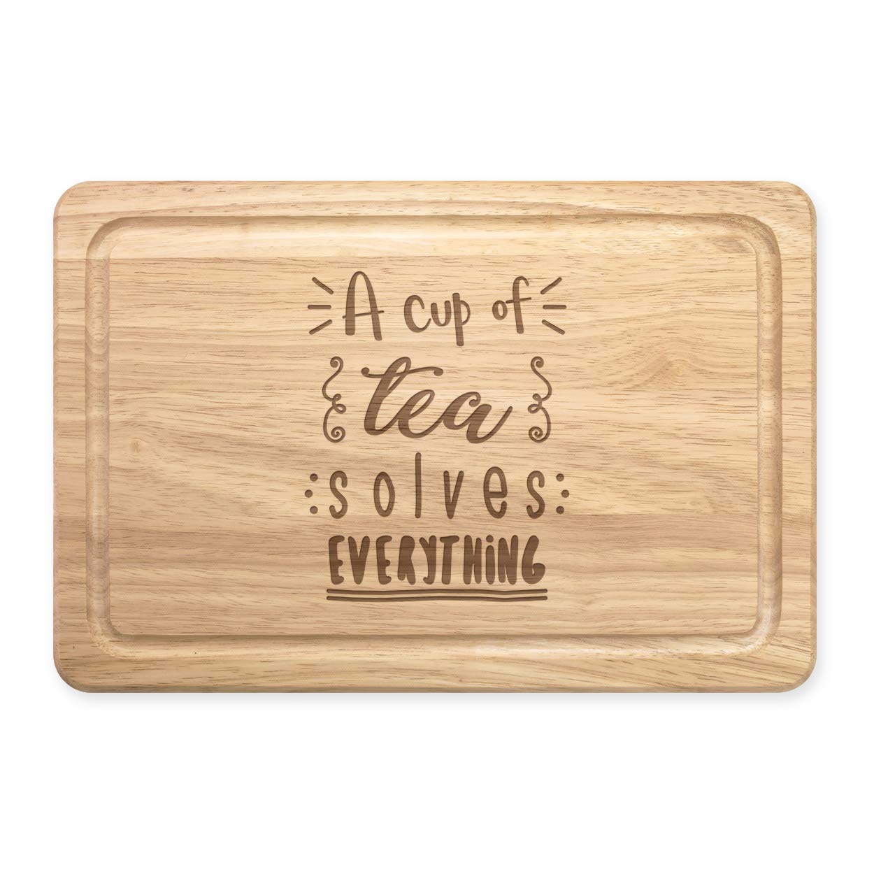 A Cup of Tea Solves Everything Rectangular Wooden Chopping Board