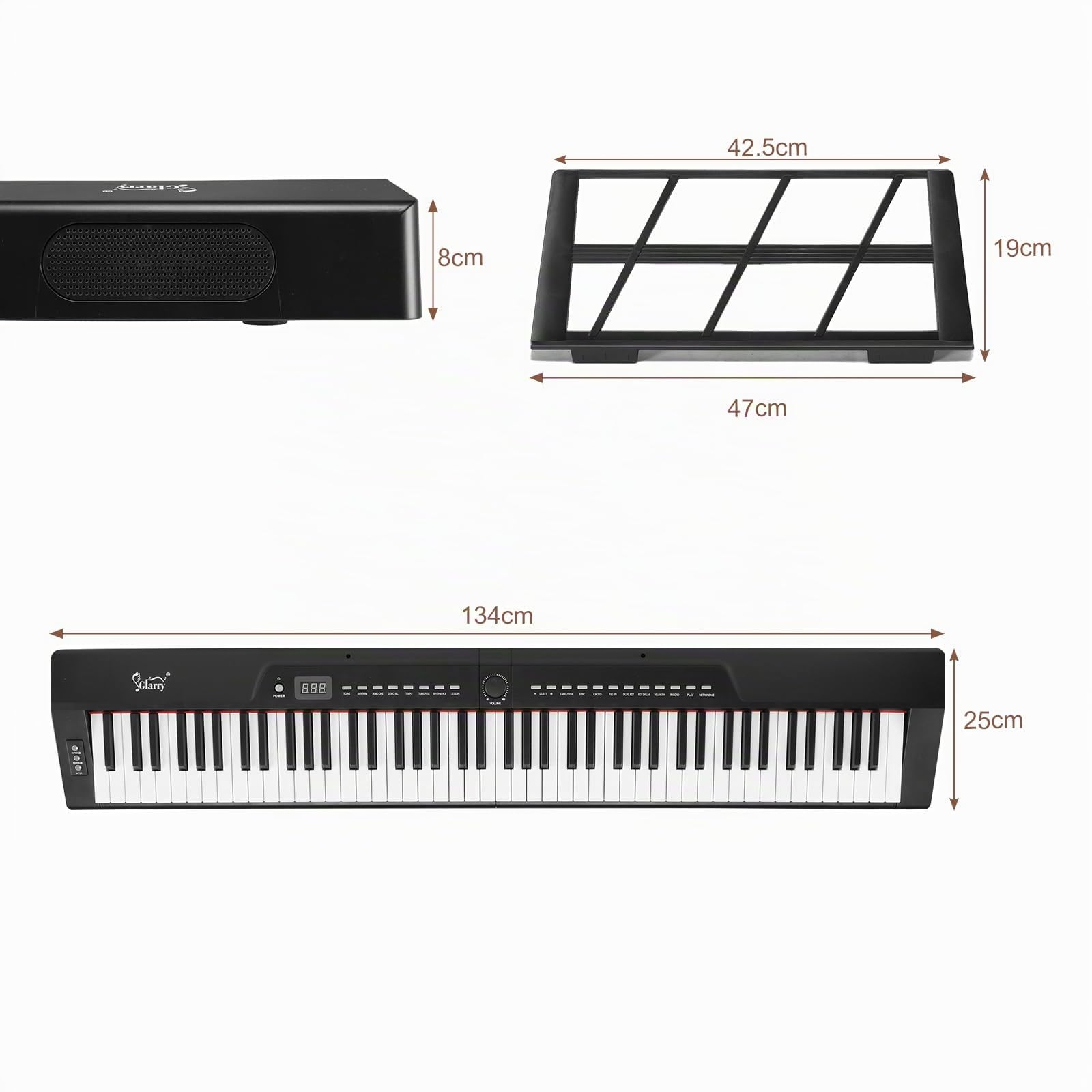 Bonnlo Piano Numérique avec 88 Touches Lestées, Clavier de Piano Semi-Lesté pour Débutants avec Pédale de Sustain, Adaptateur Secteur, Piano Électrique Cadeau pour Enfants et Adultes, Noir