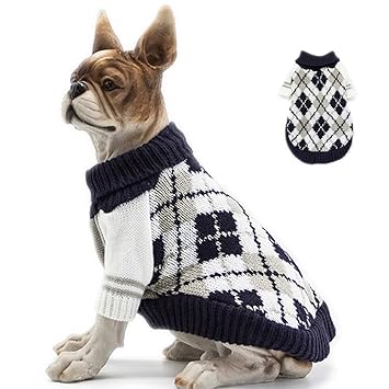 BABAHU Knitted High Collar Diamond Plaid Cat Dog Sweater, Cat Dog Accessories, Cat Dog Apparel, Pet Sweatshirt