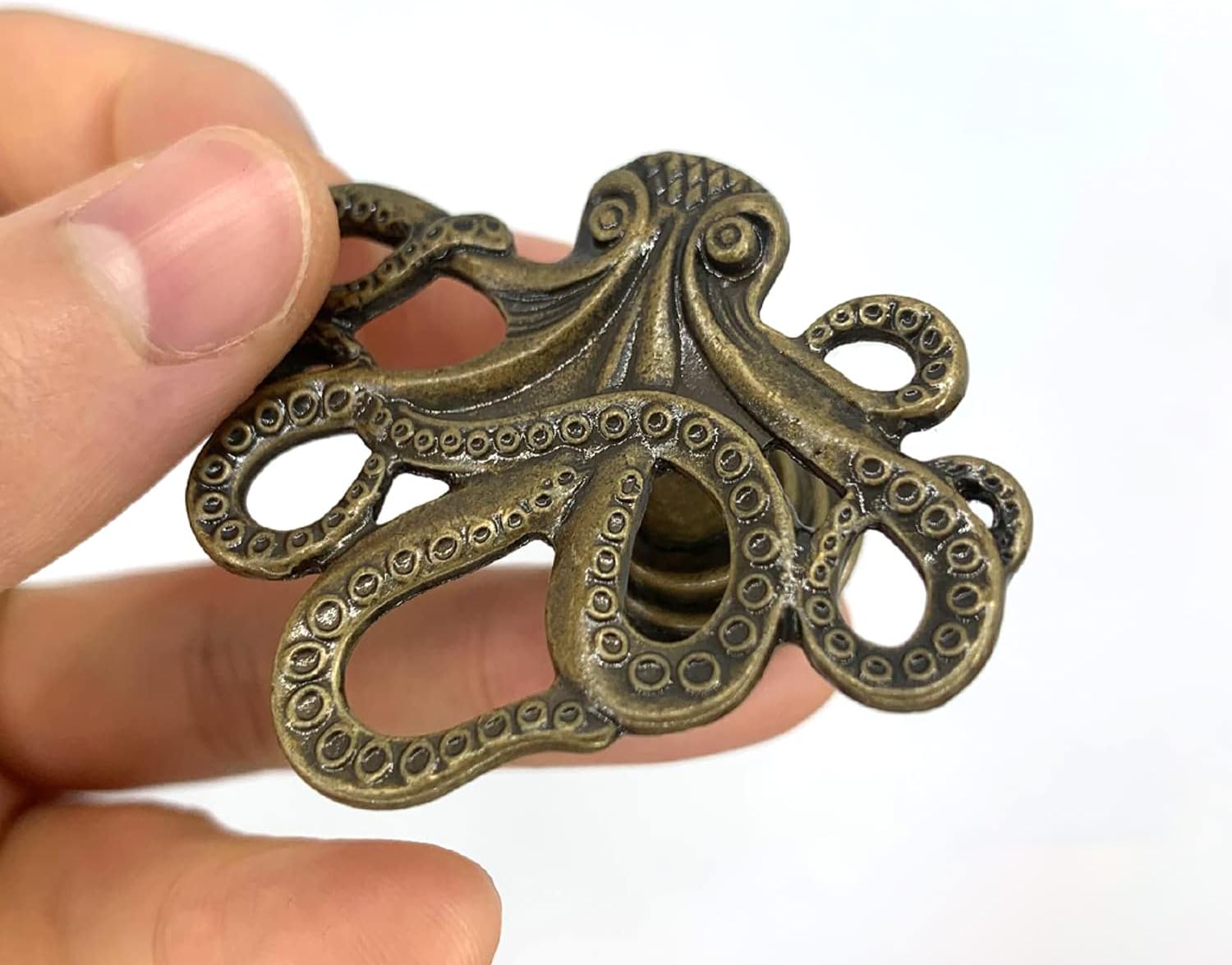 4 pcs Octopus Drawer Knobs Creative Shape Drawer Knobs Single Hole Pulls Handles for Cupboard Dresser Wardrobe Handles (Bronze)