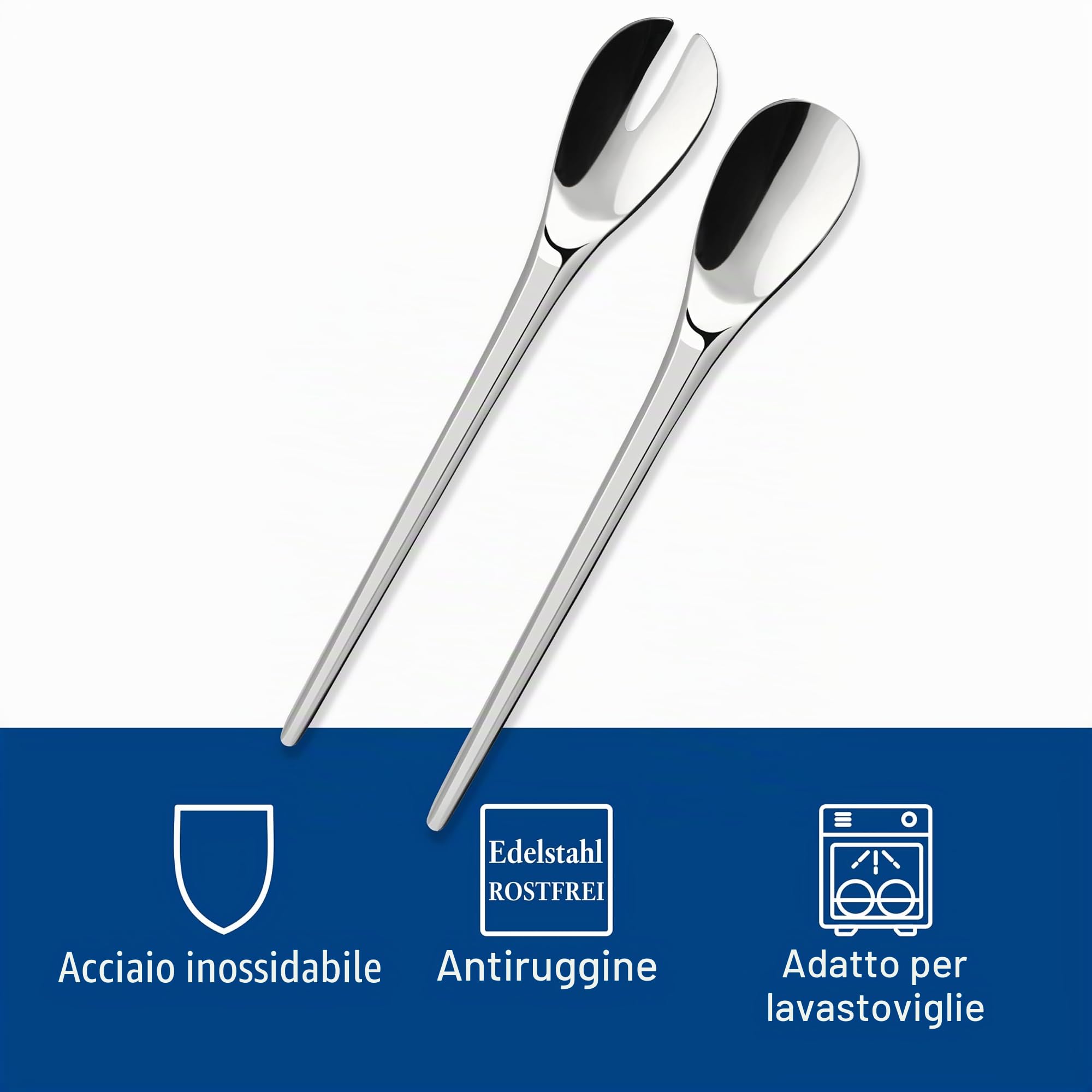 Villeroy & Boch NewMoon Posate per Insalata Versatili, Uso Quotidiano e per la Tavola Festiva in Acciaio Inox, Lavabili In Lavastoviglie, 2 Pezzi