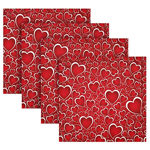 Servilletas de Tela Rojas con Corazones Pack de 6 miniatura 4