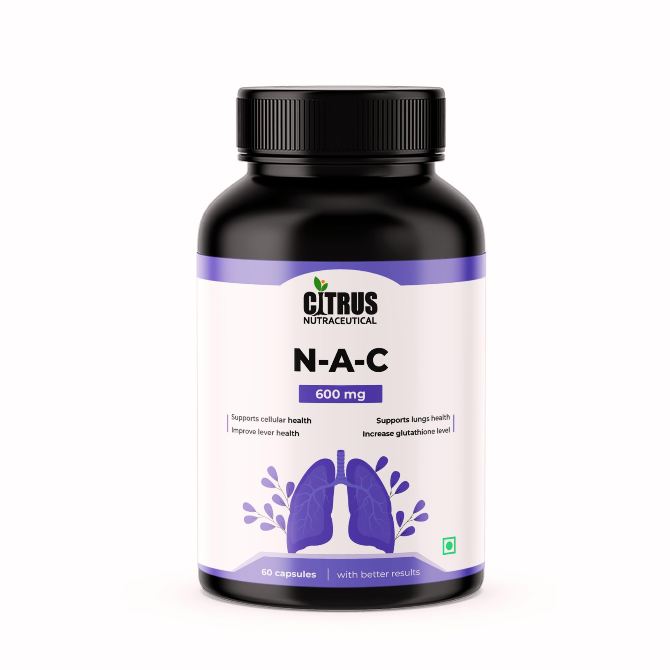 CITRUS NUTRACEUTICAL N-Acetyl L-Cysteine 600mg (NAC) For Support Respiratory & Liver Health, Immunity, Antioxidant and Increase Glutathione level- 60 Capsules-image-45
