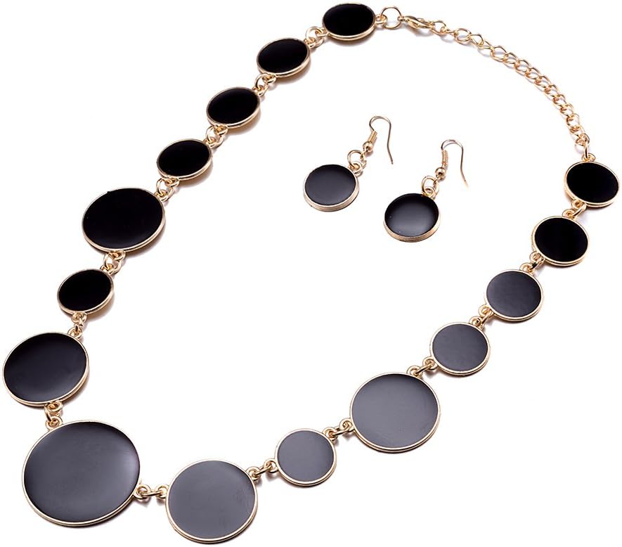 Women Statement Bib Necklace and Earring Set Girl Charm Costume Choker Novelty Enamel Jewelry Set