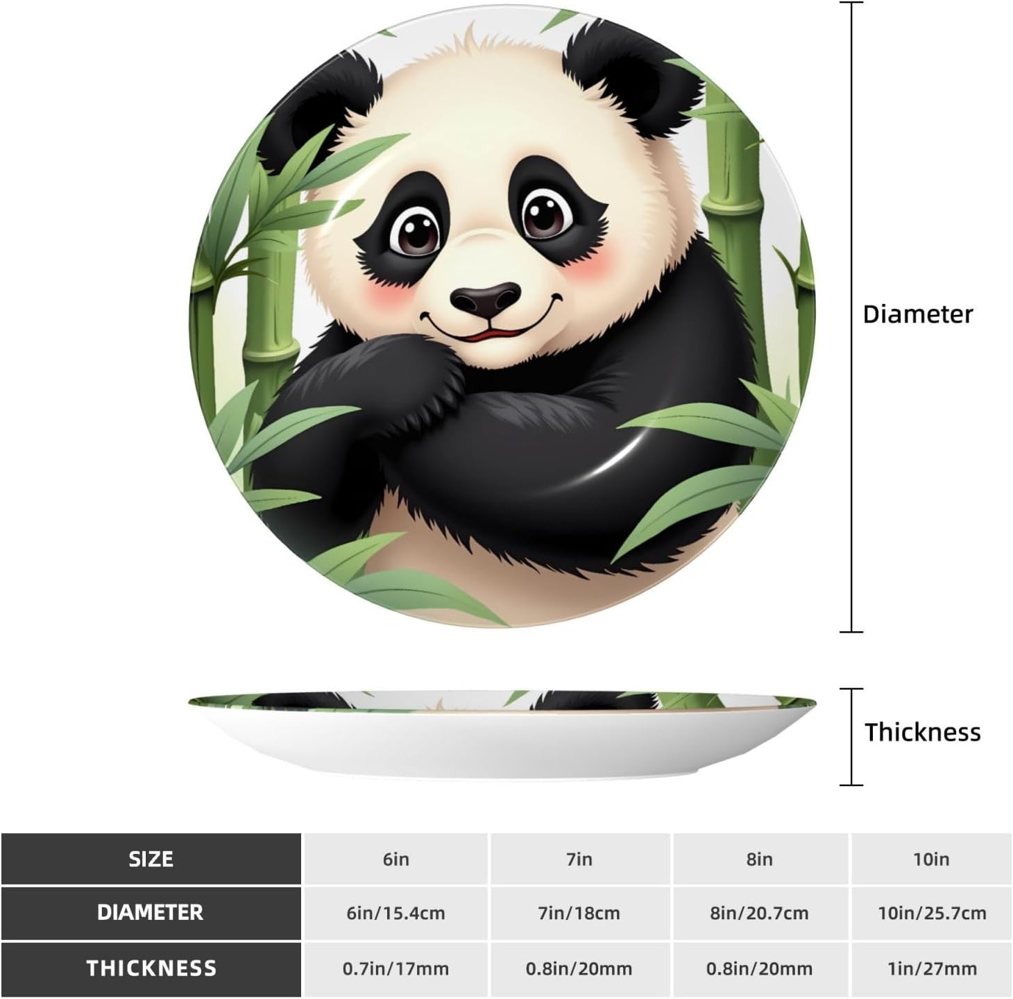 Panda Among Bamboo Style Ceramic Plate Display Decorative Plate With Stand Wall Hanging Plate For Home Decor 10 Inch