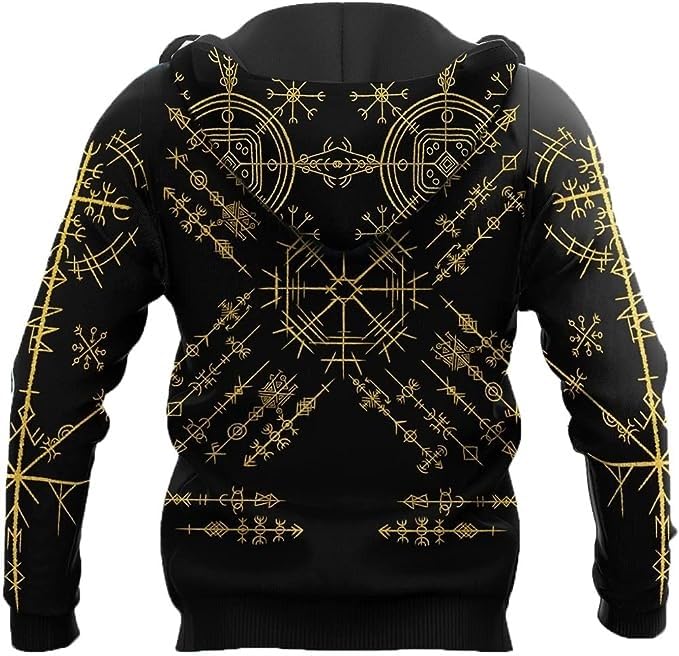 Viking Zip Up Hoodies For Men Nordic Vegvisir Pullover Sweatshirt Novelty Workout Hoodies 3D Print Athletic Hoodies2