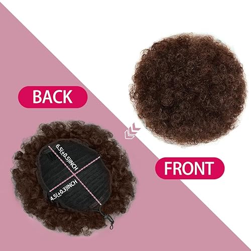 Miniatura 6 de rosmile Afro Puff - Extensión de coleta con cordón para mujeres negras, coleta afro sintética marrón medio #4 de 80 gramos de longitud corta para