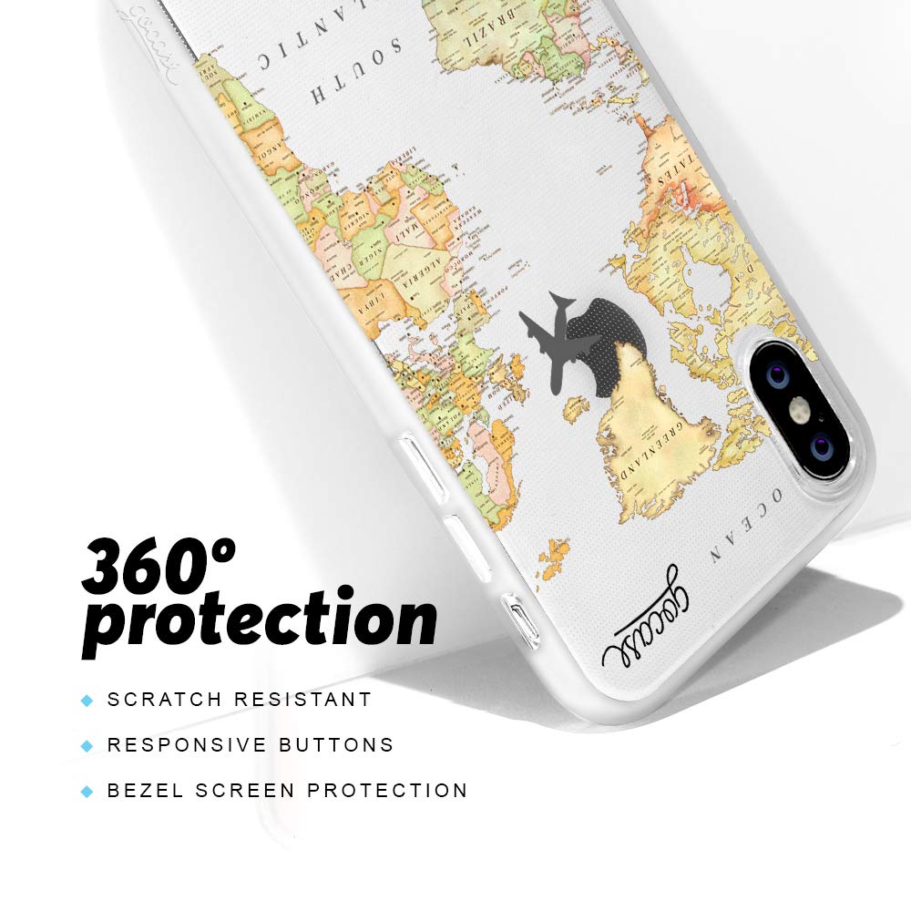Gocase World Map Blank | Cover per iPhone 5 / 5S / SE | Trasparente con Stampa | Custodia Protettiva in Silicone | TPU AntiGraffio | Viaggi Oceano Voli Avventure