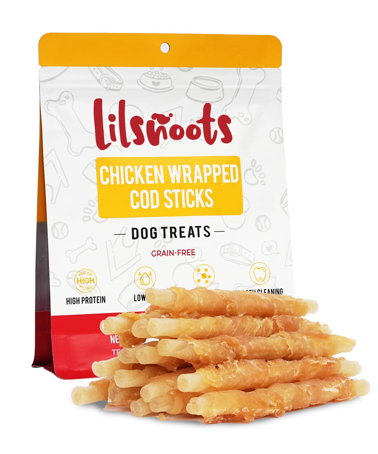 Chicken Wrapped Cod Sticks 10.6oz Dog Treats for Puppy Rich in Omega-3 Healthy Training Treats Chicken Cod Fish Jerky Dog Snacks Rawhide Free Low Fat High Protein Dog Chews Treat