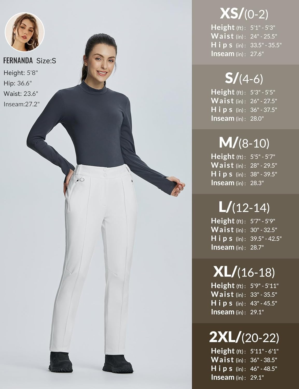 baleaf Women's Snow Pants Fleece Lined Waterproof Softshell Insulated Thermal Winter Pants with Pockets Snowboarding Hiking - Image 6