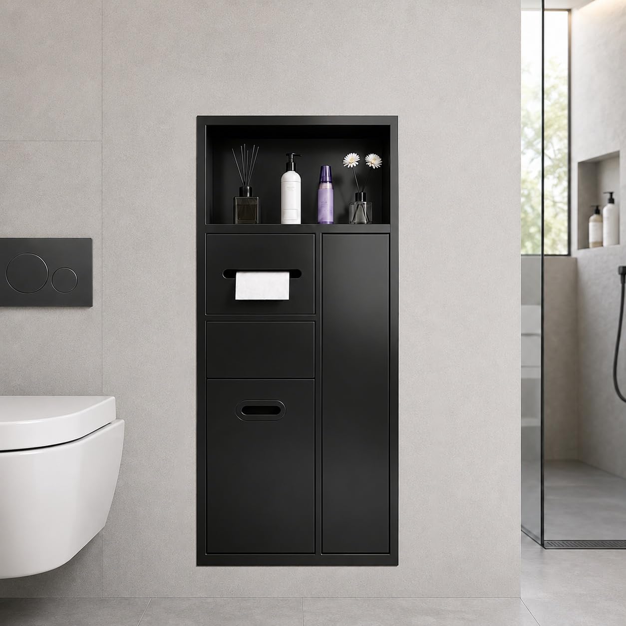 Recessed Toilet Roll Holder|Trash Can Niche Bathroom|Paper Niche