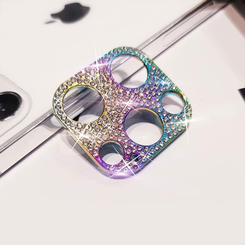 Omorro Kameraobjektiv-Schutzfolie Für IPhone 14 – 3D-Glitzer, Strasssteine, Kratzfester Metallaufkleber – 2 Stück + Reinigungsset