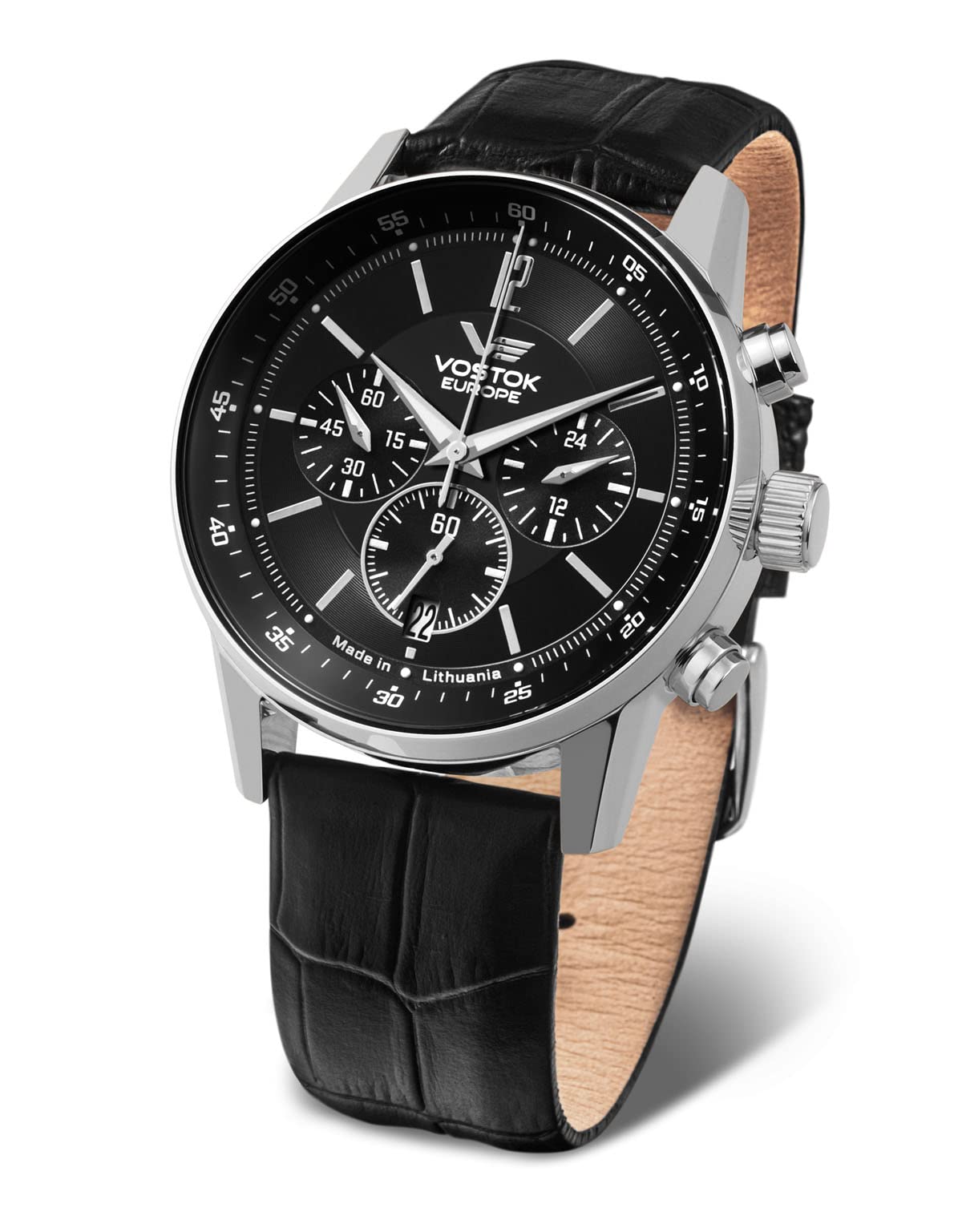 Vostok EuropeMen's Watch with Leather Strap Sedan GAZ-14 Chronograph SII  VK63 Date 560A690,