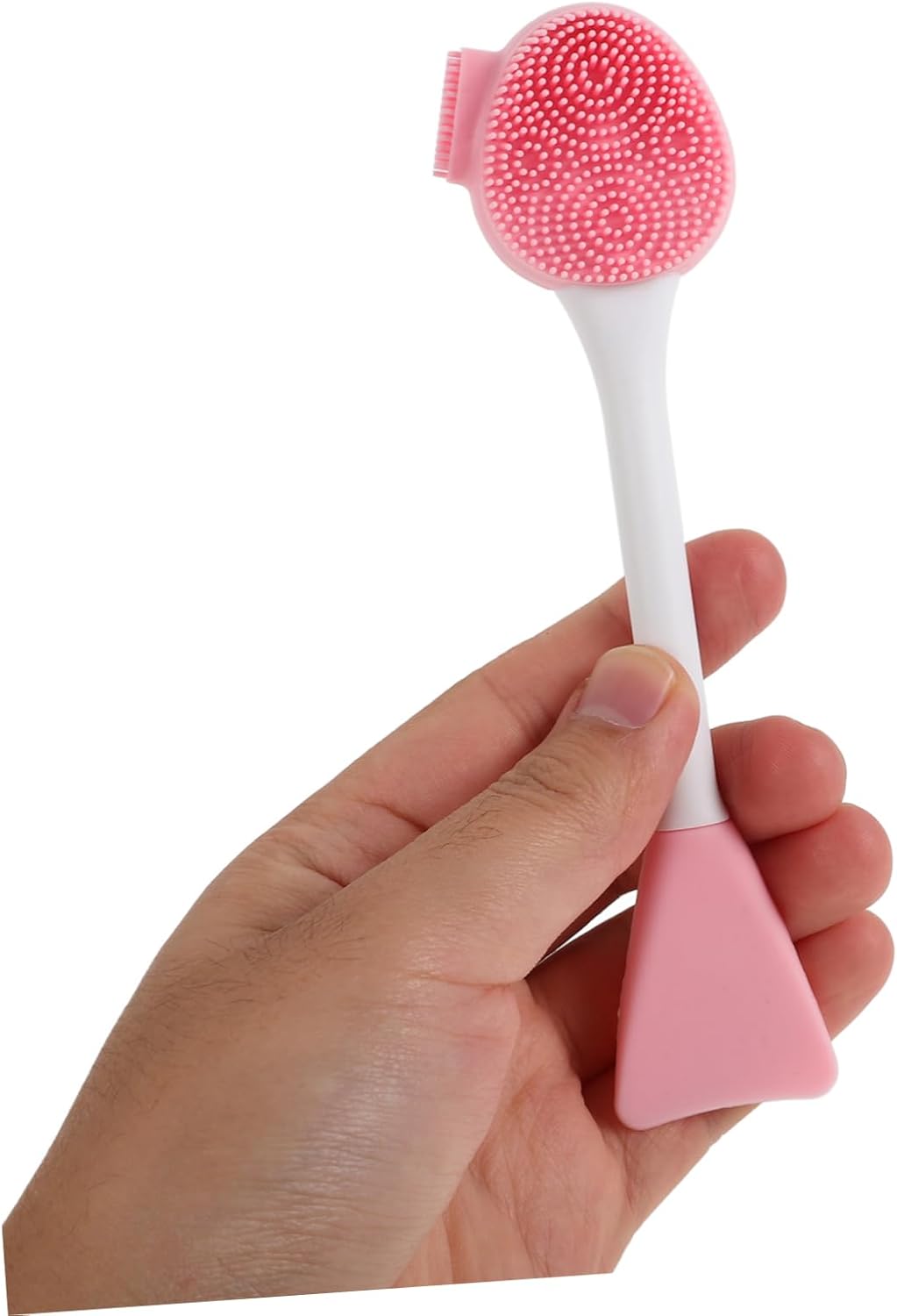 3pcs Silicone Manual Facial Cleansing Brush, Pink Three Head Design image 3