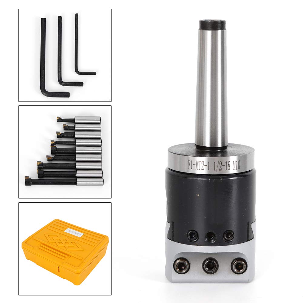 Kotterkop SET 12-delige Hardmetalen Boormachine Kotterkop Boorstangen MT2 Tot M10 F1 Tot 12 50 Mm Boorkop met 9 Stuks 12 Mm Boorstangen Accessoires voor Freesmachines