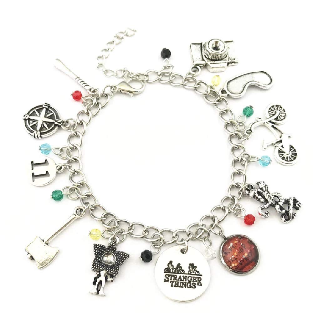 Ivy & Clover Strange Eighties Horror Show Inspired Stamped Medallion Charm Bracelet Style