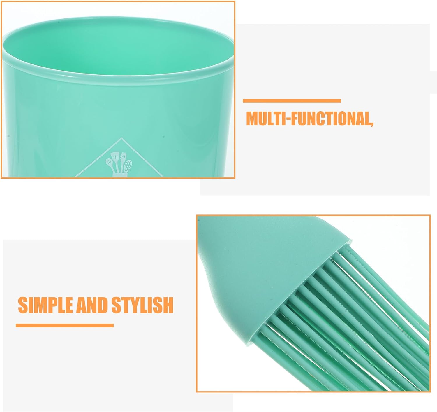 12pcs Kitchen Silicone Utensils Set with Nylon Storage Bucket and Wooden Handles, Heat Resistant Cooking Tools for Home Cooking and Baking, Deep Green