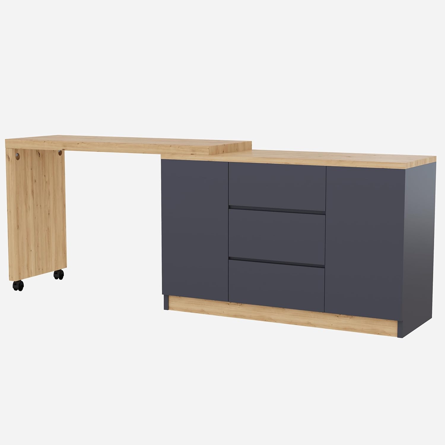 Merax L-shaped computer desk configured as a straight desk or sideboard.