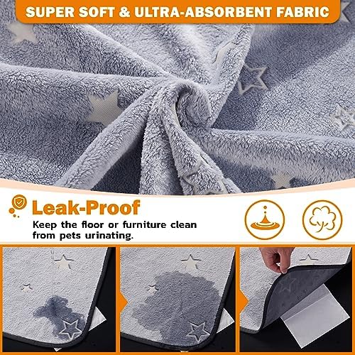 Washable Puppy Pads, 4 Packs Fast Absorption Reusable Puppy Pads, Dog Pee Pad, Waterproof Whelping Pads, Non-Slip Training Pads Pet Playpen Puppy Mat for Floor, Dog Crate -46x61cm