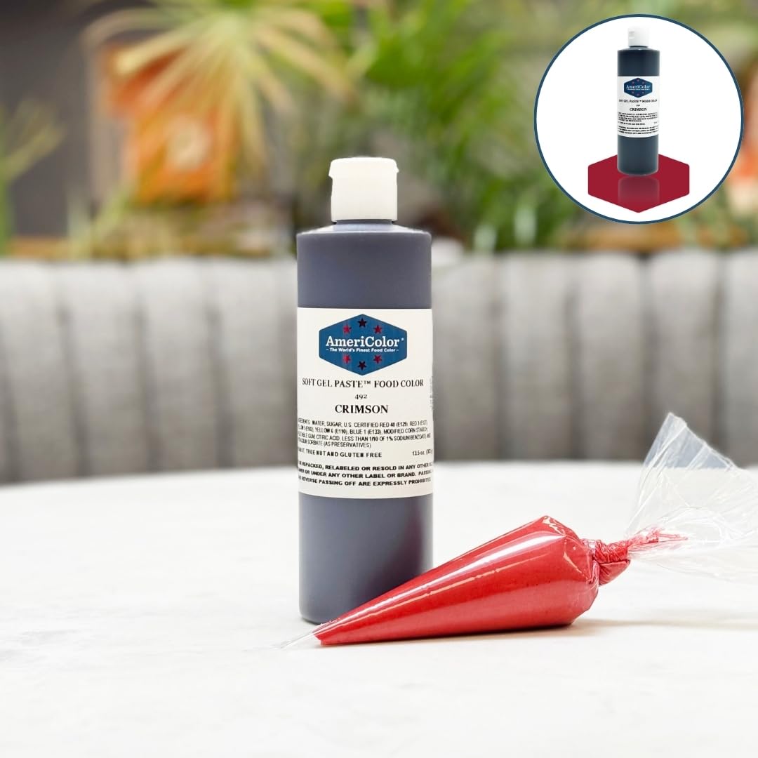 AmeriColor, Crimson, 13.5 Ounce Bottle, Soft Gel Paste Food Color