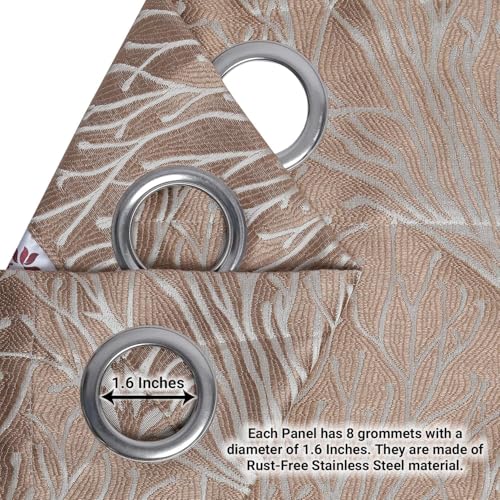 Image of Homestan Jacquard Woven Window Curtains 5 Feet Long Set of 1 for Home Decor (5 X 4 Feet, Light Brown)