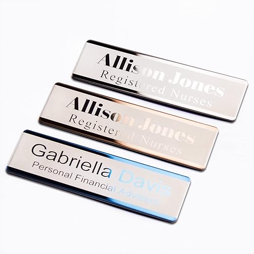 Etiquetas de nombre grabadas personalizadas, insignia de metal para empresas, etiqueta de identificación personalizada con alfiler, magnética, parte