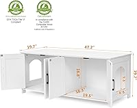 Vista 23 de Homhedy - Caja de arena para gatos, muebles de madera para baño de gatos con puerta de granero, casa para mascotas, se adapta a la mayoría de cajas