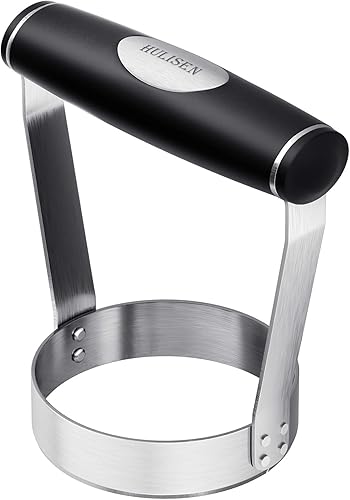 HULISEN Plain Edge Food Chopper, 3 Inch Manual Hand Chopper Dicer, Stainless Steel Round Handheld Food Cutter with Grip Handle, Chop Cabbage, Boiled