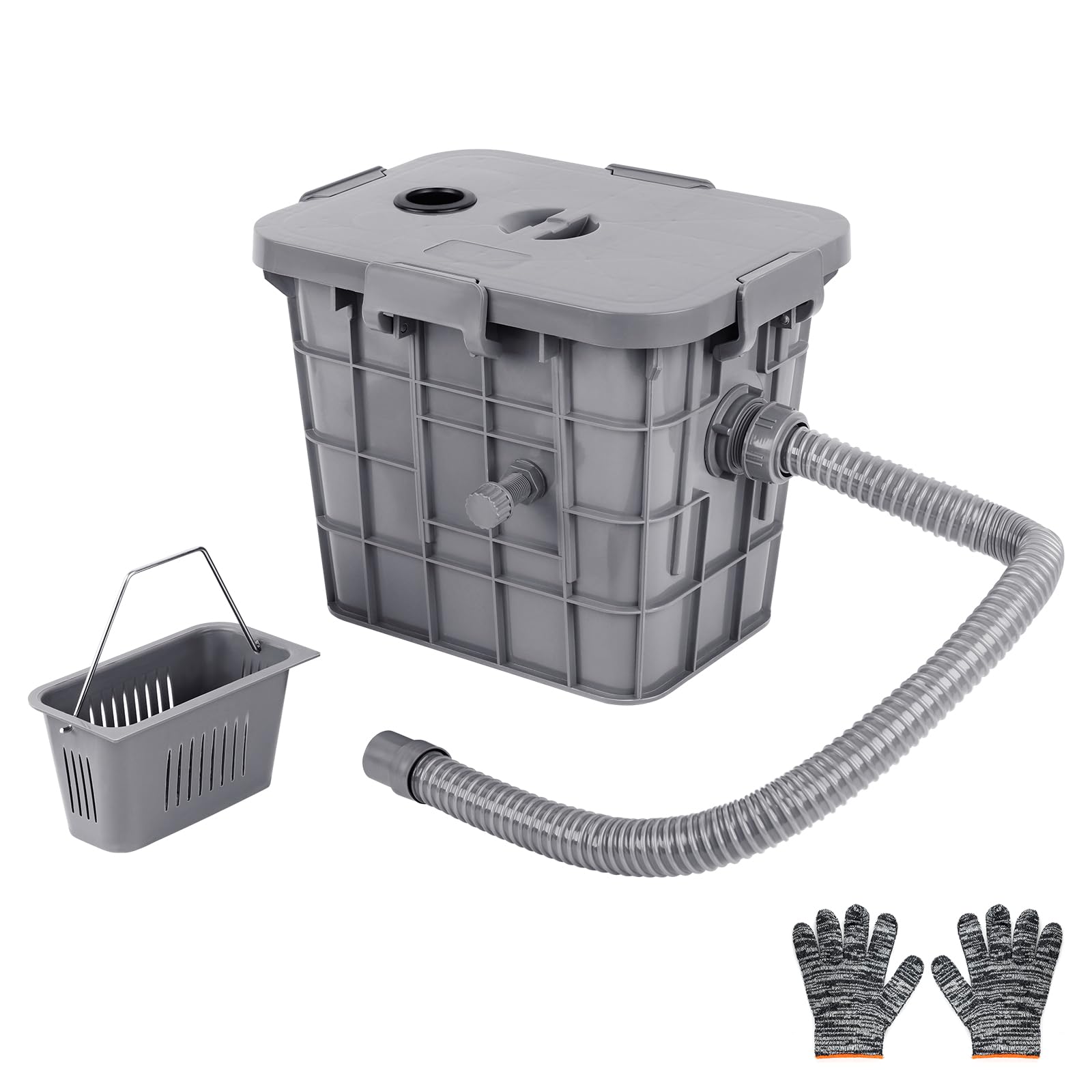 Kommerzieller Fettabscheider, 22L Öl Wasserabscheider mit 1 oberen Einlass, PP Removable Baffles zur Trennung von Altöl, Fett und Wasser verwendet für Restaurant Küchen - 37x26x30cm