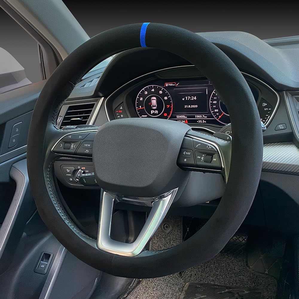 Carodi Housse pour volant de voiture, en daim antidérapant - Modèle universel mesurant 38 cm de diamètre