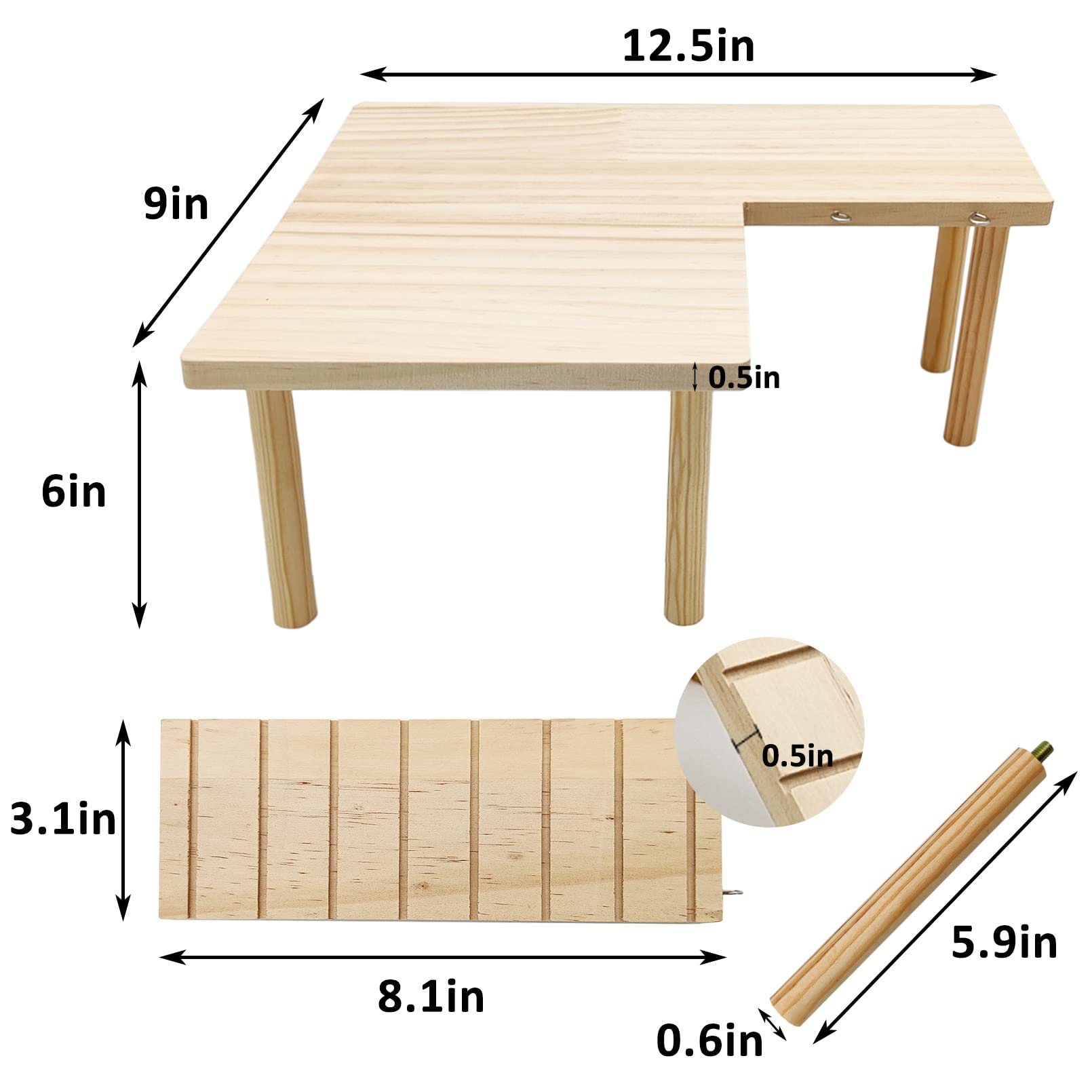 BNOSDM Hamster Plattform Aus Holz – Mit Leiter, 32x20 Cm, Für Nagerkäfig & Spielplatz