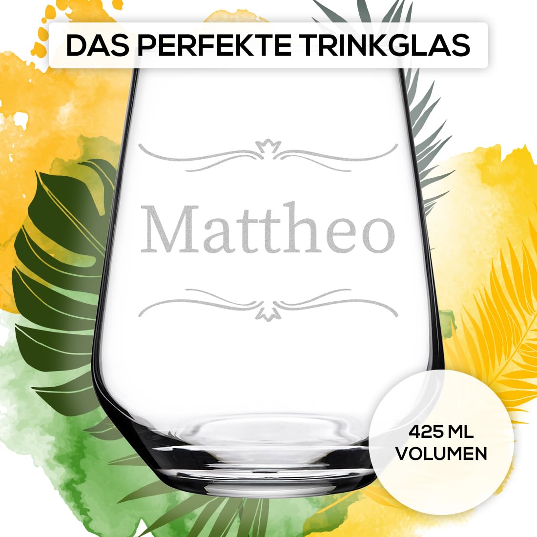 polar-effekt 6er-Set Trinkgläser 425 ml mit personalisierter Gravur - BPA-Freie Saft-Gläser - ideal für Saft, Cocktails, Longdrinks - transparente Wassergläser