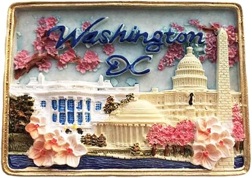 Washington DC USA - Imán de nevera 3D hecho a mano, resina magnética, decoración del hogar, cocina, colección de imanes para nevera de Washington